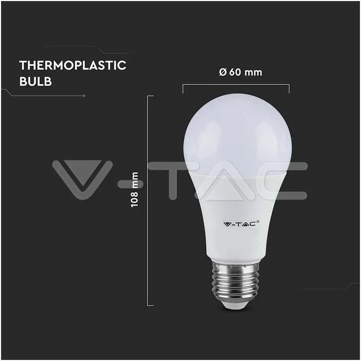 8,5W LED lemputė V-TAC, A60, E27, termoplastikas, 4000K