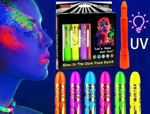 8848 Kredki do twarzy i ciała neonowe UV fluorescencyjne na imprezę 6 vnt