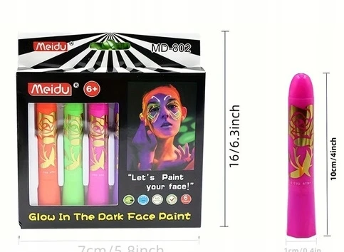 8848 Kredki do twarzy i ciała neonowe UV fluorescencyjne na imprezę 6 vnt