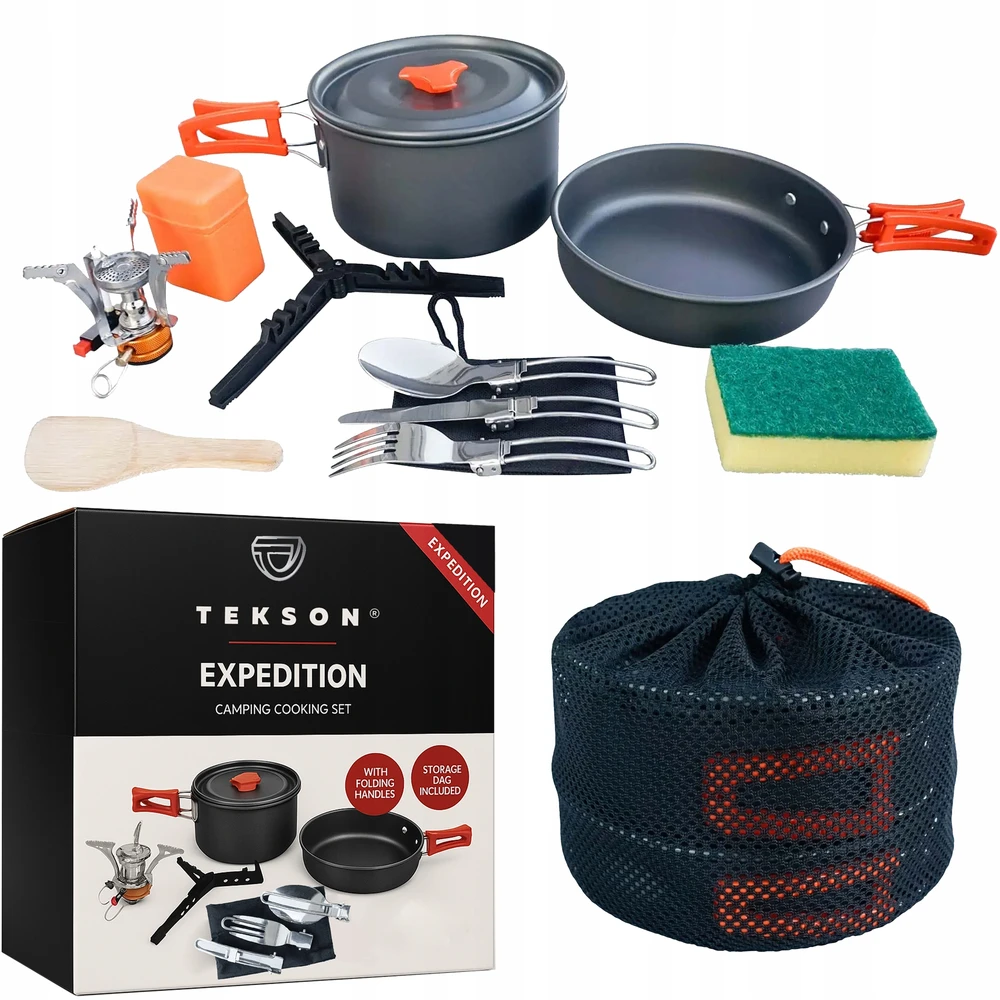 9 elementų šviesos puodų rinkinys su degikliu Tekson Expedition kuprinei