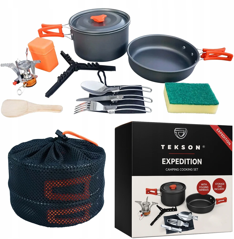 9 elementų šviesos puodų rinkinys su degikliu Tekson Expedition kuprinei