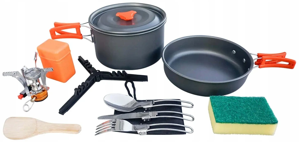9 elementų šviesos puodų rinkinys su degikliu Tekson Expedition kuprinei
