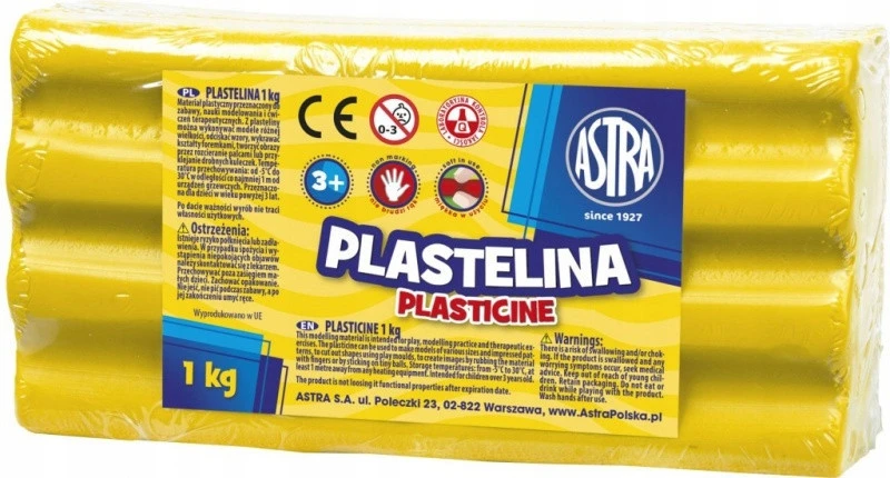 AAO Żółta Plastelina ASTRA Szkolna Dla Dzieci 1sztuka
