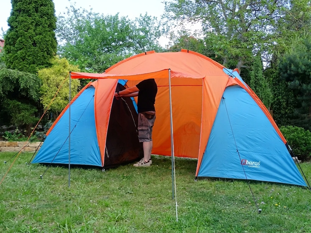 Abarqs Didelė šeimyninė 4 asmenų turistinė palapinė su vestibiuliu, 2 miegamieji