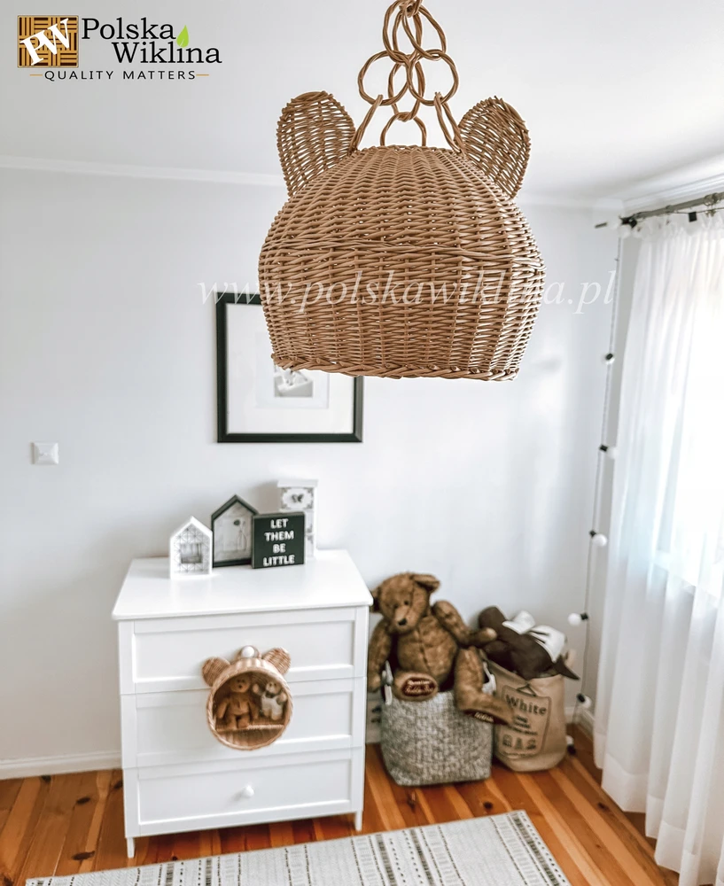 ABAŻUR WIKLINOWY MIŚ KLOSZ LAMPA POLSKA WIKLINA