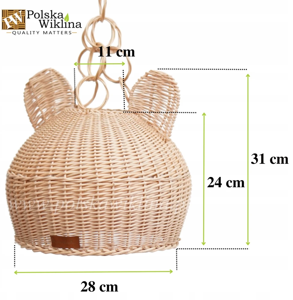ABAŻUR WIKLINOWY MIŚ KLOSZ LAMPA POLSKA WIKLINA