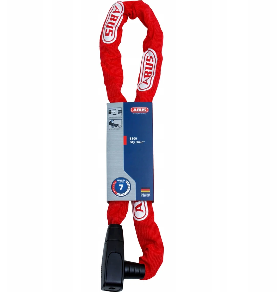 Abus Citychain 8800/120 2.0 raudona dviračio spyna - 120 cm