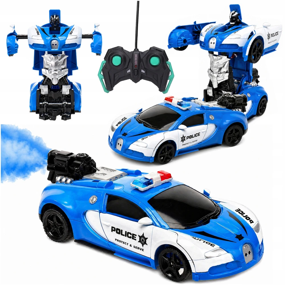 ACR AUTOMOBILIŲ ROBOTO NUOTOLINIO PULTO VALDYMAS 2in1 POLICIJA RC POLICIJA AUTOMOBILIŲ DŪMŲ LED TRANSFORMACIJA