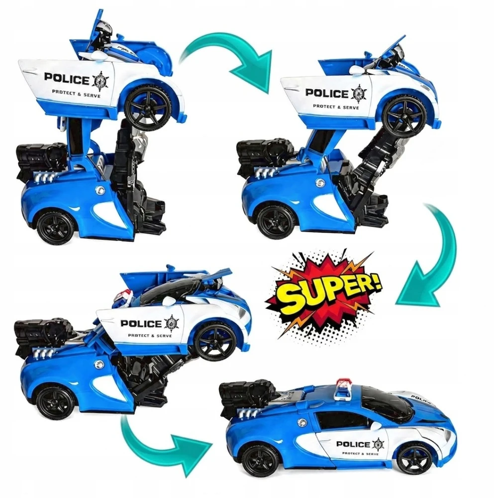 ACR AUTOMOBILIŲ ROBOTO NUOTOLINIO PULTO VALDYMAS 2in1 POLICIJA RC POLICIJA AUTOMOBILIŲ DŪMŲ LED TRANSFORMACIJA