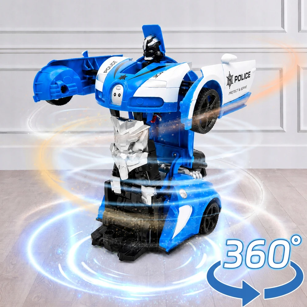 ACR AUTOMOBILIŲ ROBOTO NUOTOLINIO PULTO VALDYMAS 2in1 POLICIJA RC POLICIJA AUTOMOBILIŲ DŪMŲ LED TRANSFORMACIJA