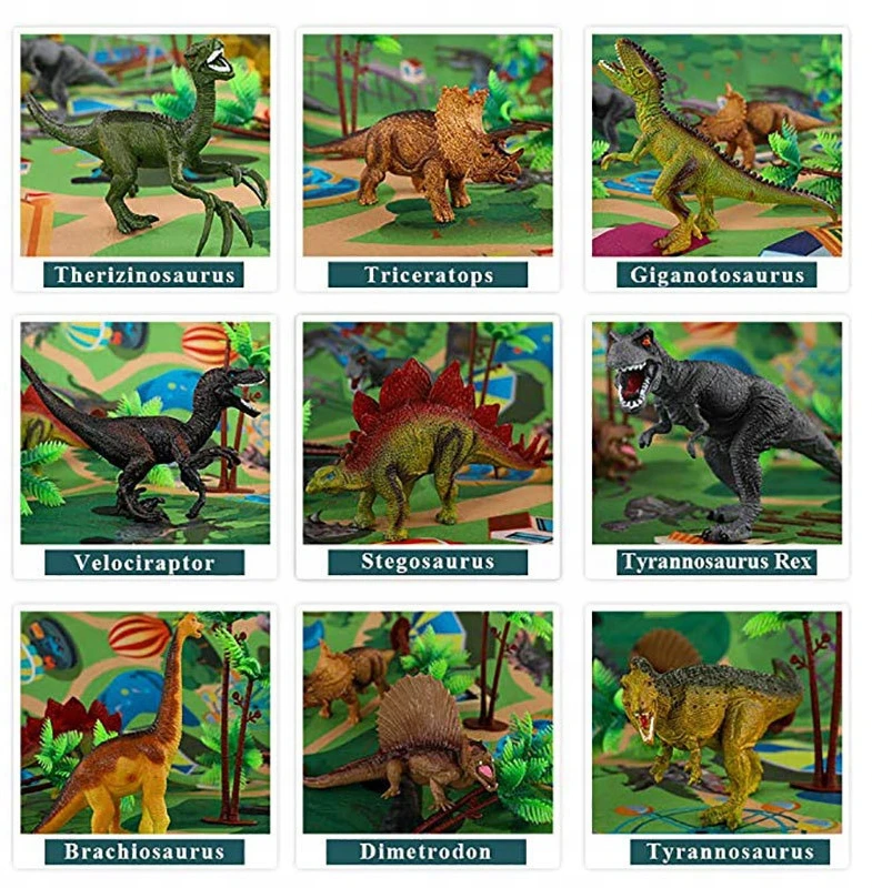 ACR DIDELIS DINOZAURŲ FIGURŲ RINKINYS + DINO PARKO T-REX MAT DINOZAURU DOVANA