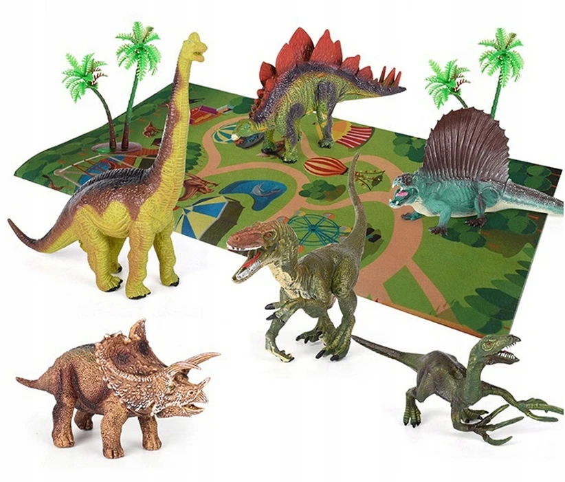 ACR DIDELIS DINOZAURŲ FIGURŲ RINKINYS + DINO PARKO T-REX MAT DINOZAURU DOVANA