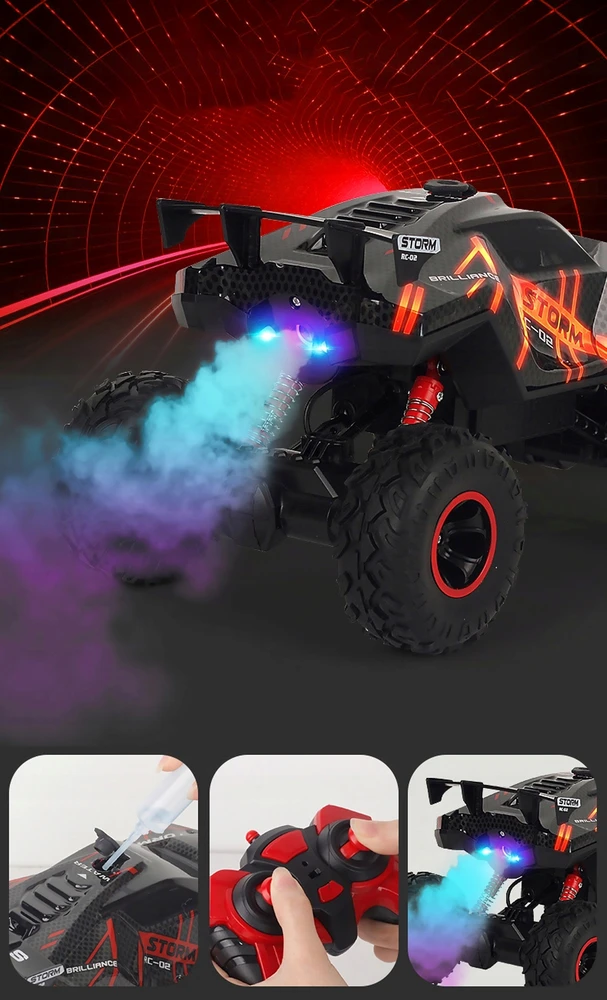 ACR DIDELIS RC AUTOMOBILIS BEKEELĖS RC AUTOMATINIS NUOTOLINIO VALDYMAS LED ŠVIESOS DŪMA