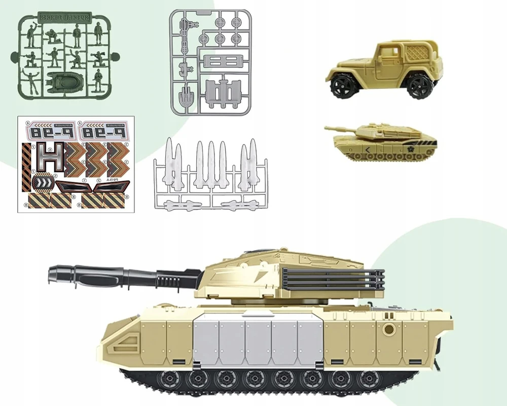 ACR DIDELIS TANKŲ RINKINYS KARINĖ BAZĖ 2IN1 TRANSPORTO PRIEMONĖS KAREIŲ RAKETU ARMIJAI
