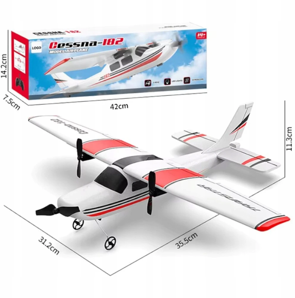 ACR NUOTOLINIO KONTROLĖS LĖKTUVO SKRYDOJO SKLYDYMO RC MODELIO CESSNA 182 Pultas 2 baterija