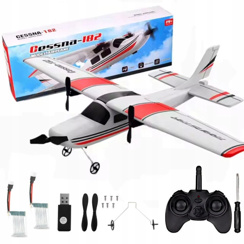 ACR NUOTOLINIO KONTROLĖS LĖKTUVO SKRYDOJO SKLYDYMO RC MODELIO CESSNA 182 Pultas 2 baterija