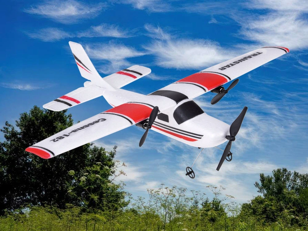 ACR NUOTOLINIO KONTROLĖS LĖKTUVO SKRYDOJO SKLYDYMO RC MODELIO CESSNA 182 Pultas 2 baterija