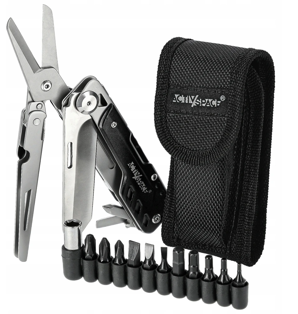 Activ/Space SURVIVAL MULTITOOL DAUGIAFUNKCINIS ĮRANKIS 6IN1 RINKINYS DIDELIS PEILIS + ŽIRKLĖS