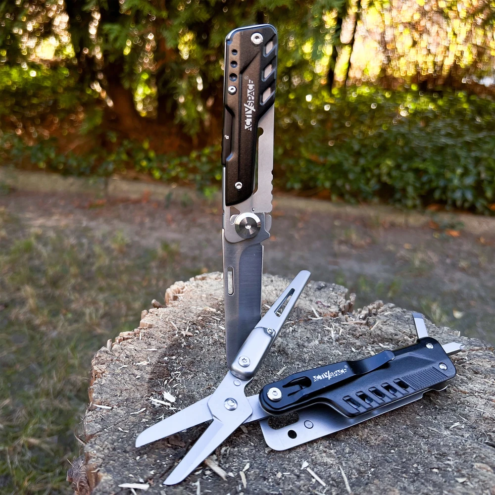 Activ/Space SURVIVAL MULTITOOL DAUGIAFUNKCINIS ĮRANKIS 6IN1 RINKINYS DIDELIS PEILIS + ŽIRKLĖS