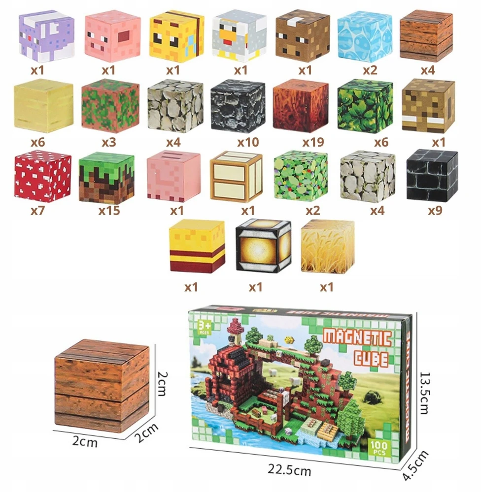 Active Hobby Magnetinės plytos PIXELS Cubes Statybinės plytos 100 vnt.