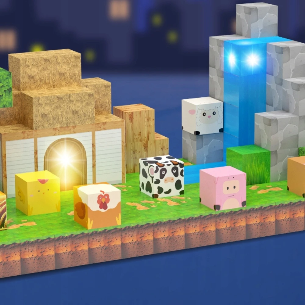 Active Hobby Magnetinės plytos Švytintys kubeliai PIXELS Statybinės plytos 138 vnt