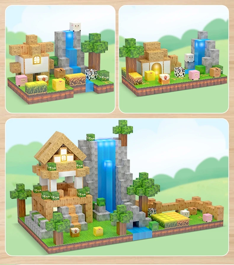 Active Hobby Magnetinės plytos Švytintys kubeliai PIXELS Statybinės plytos 138 vnt