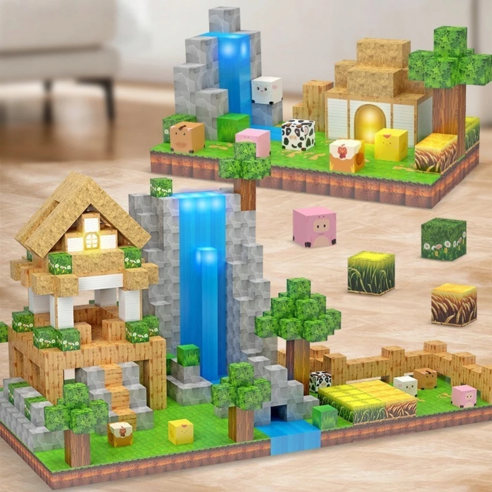 Active Hobby Magnetinės plytos Švytintys kubeliai PIXELS Statybinės plytos 138 vnt