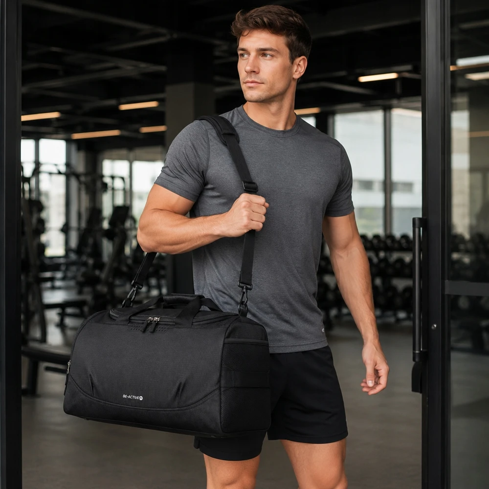 Active SPORTO KREPŠIS 30L Juodas GYM FITNESS BAGAŽAS