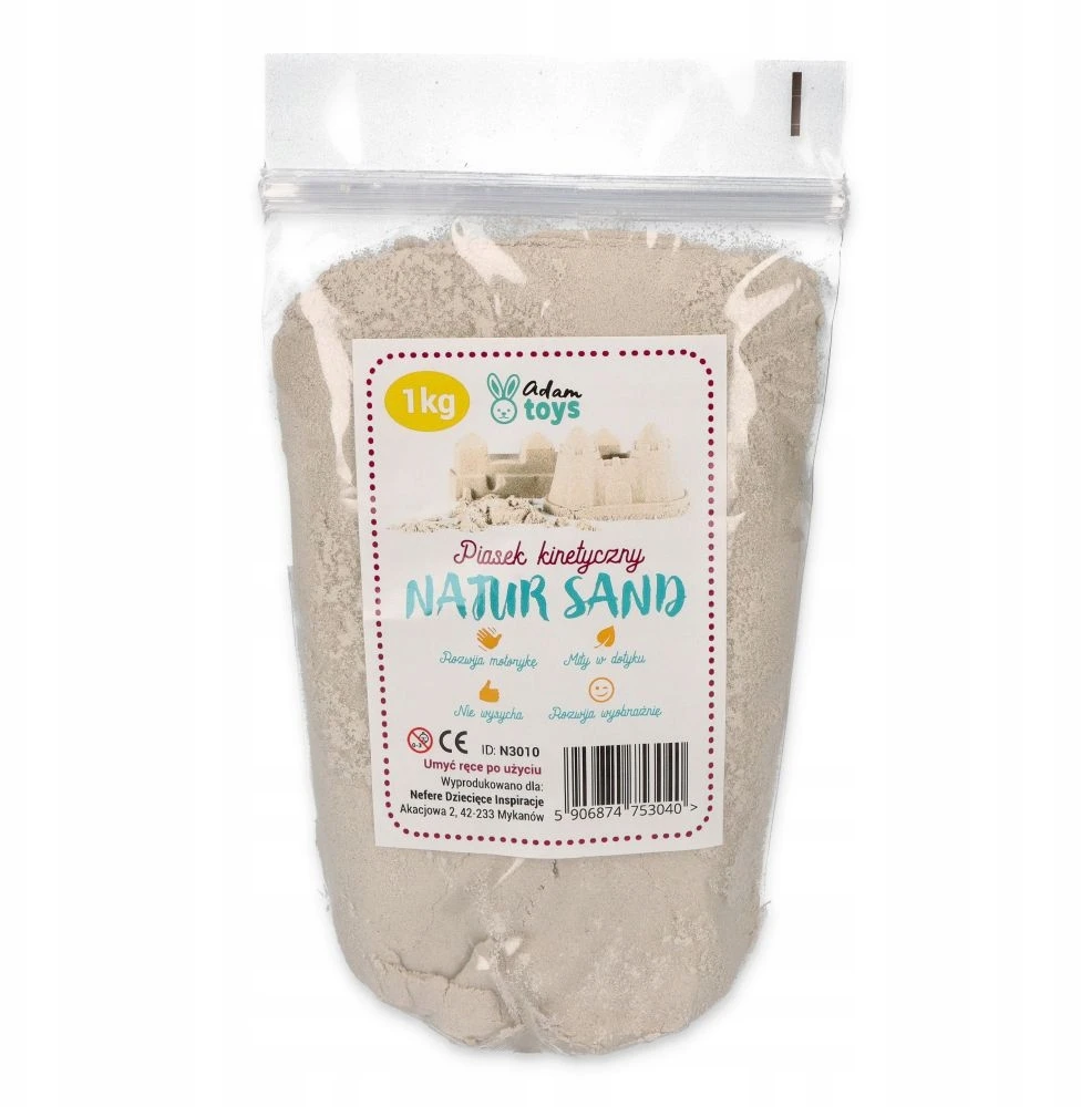Adam Toys Adamtoys Magic Kinetic Sand 1kg natūralaus plastiko smėlio