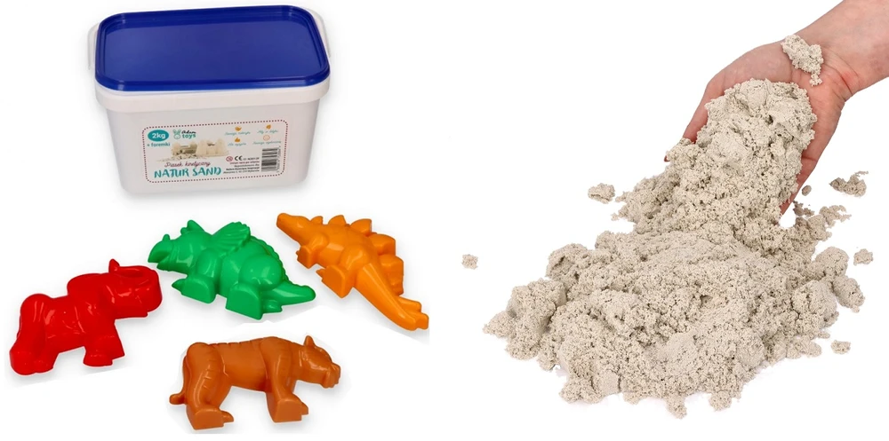 Adam Toys Kinetinis smėlis 2kg Vaikams 3+ Natūralaus smėlio molio Dinozaurų formelės
