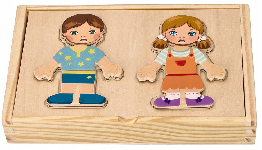 Adam Toys MAGNETINĖ SUKNELĖ SUKNELĖ VAIKAMS MEDINĖ DĖLĖLĖ ADOMO ŽAISLAI 24 Vnt.