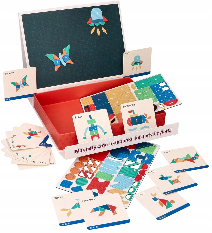 Adam Toys Magnetinė edukacinė dėlionė su formomis ir skaičiais, vaikams nuo 3 metų, sulankstoma dėžutė