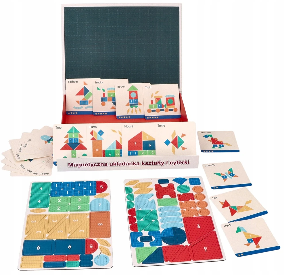 Adam Toys Magnetinė edukacinė dėlionė su formomis ir skaičiais, vaikams nuo 3 metų, sulankstoma dėžutė