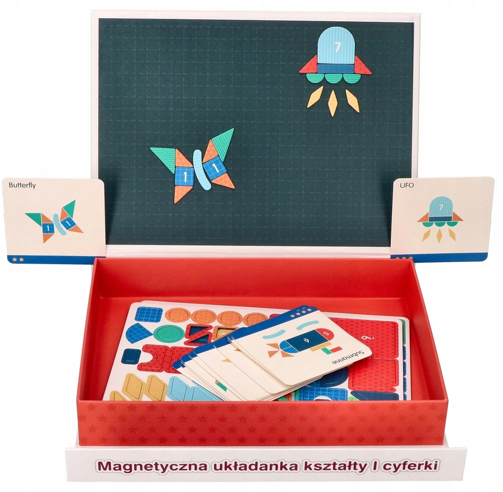 Adam Toys Magnetinė edukacinė dėlionė su formomis ir skaičiais, vaikams nuo 3 metų, sulankstoma dėžutė