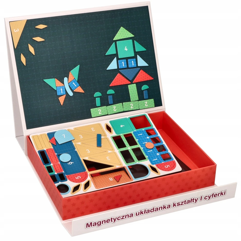 Adam Toys Magnetinė edukacinė dėlionė su formomis ir skaičiais, vaikams nuo 3 metų, sulankstoma dėžutė