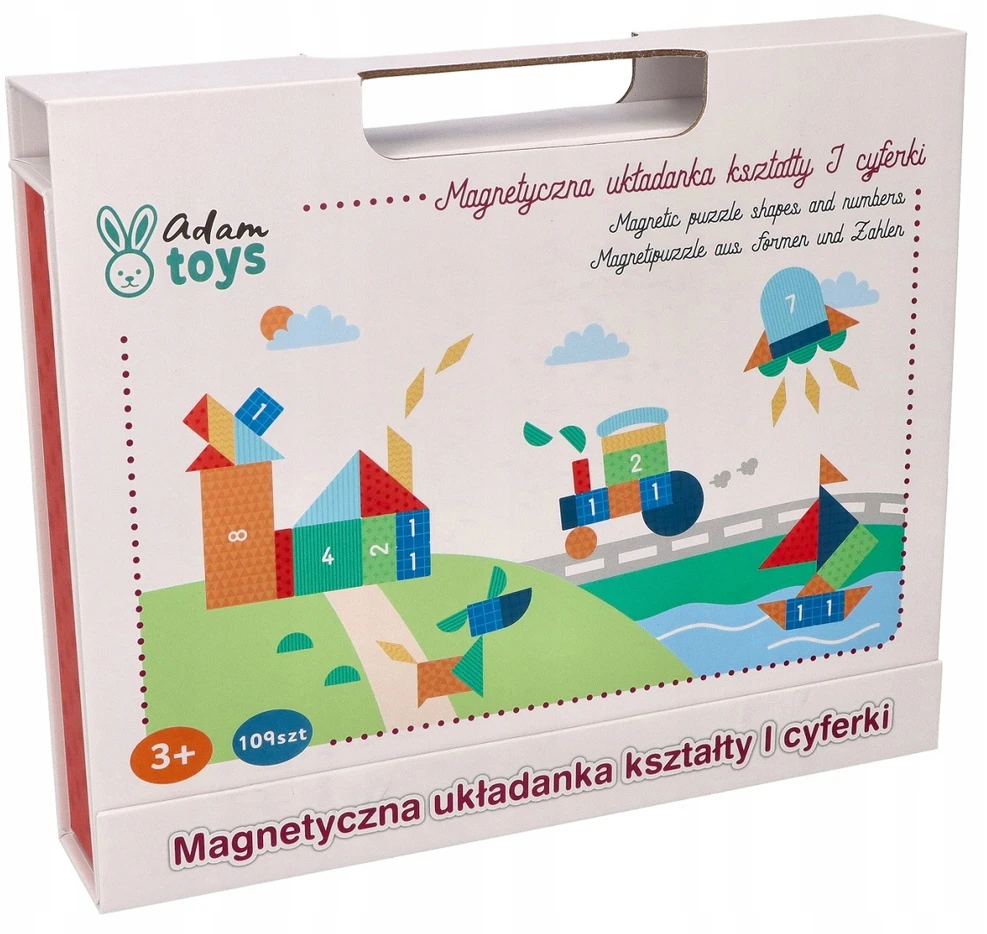 Adam Toys Magnetinė edukacinė dėlionė su formomis ir skaičiais, vaikams nuo 3 metų, sulankstoma dėžutė