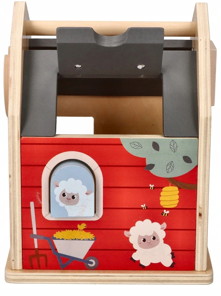 Adam Toys Medinis ūkio formos rūšiavimo žaislas su gyvūnėliais, vaikams nuo 12 mėn., spalvotas