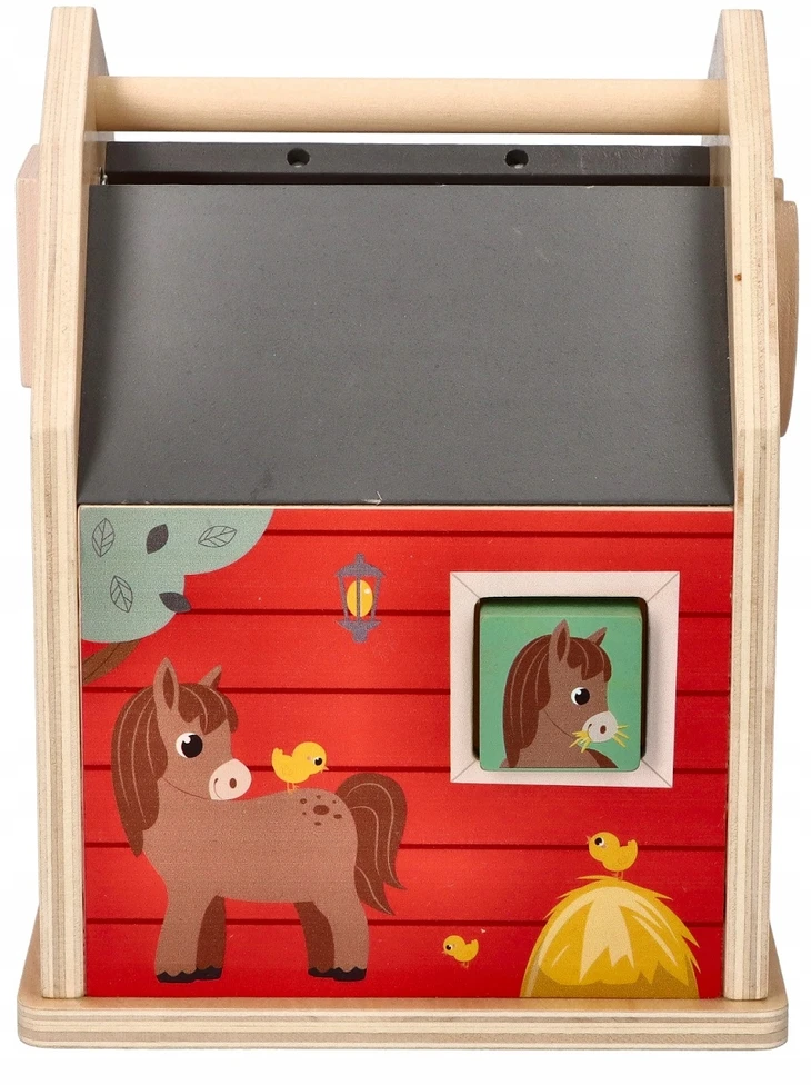 Adam Toys Medinis ūkio formos rūšiavimo žaislas su gyvūnėliais, vaikams nuo 12 mėn., spalvotas