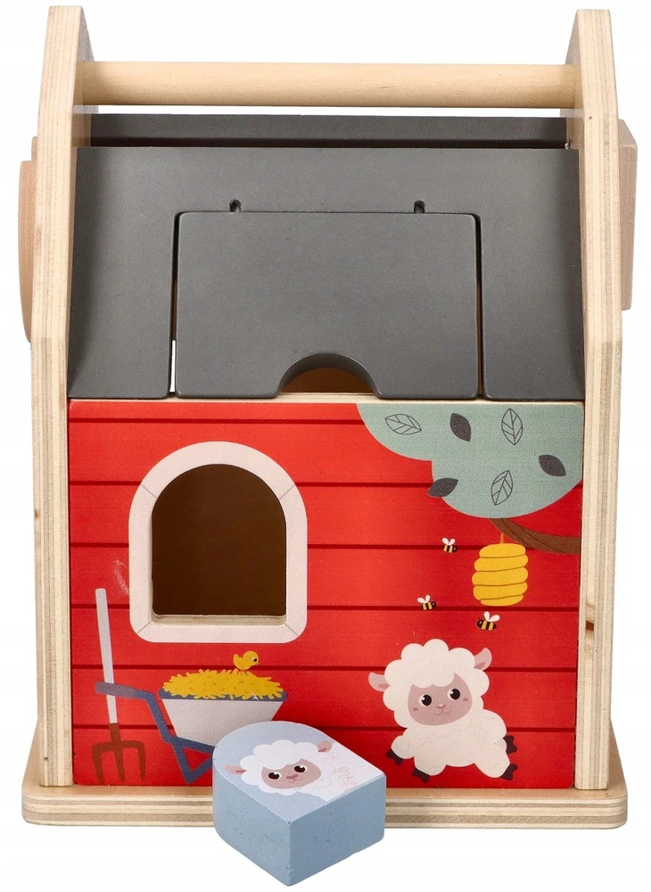 Adam Toys Medinis ūkio formos rūšiavimo žaislas su gyvūnėliais, vaikams nuo 12 mėn., spalvotas