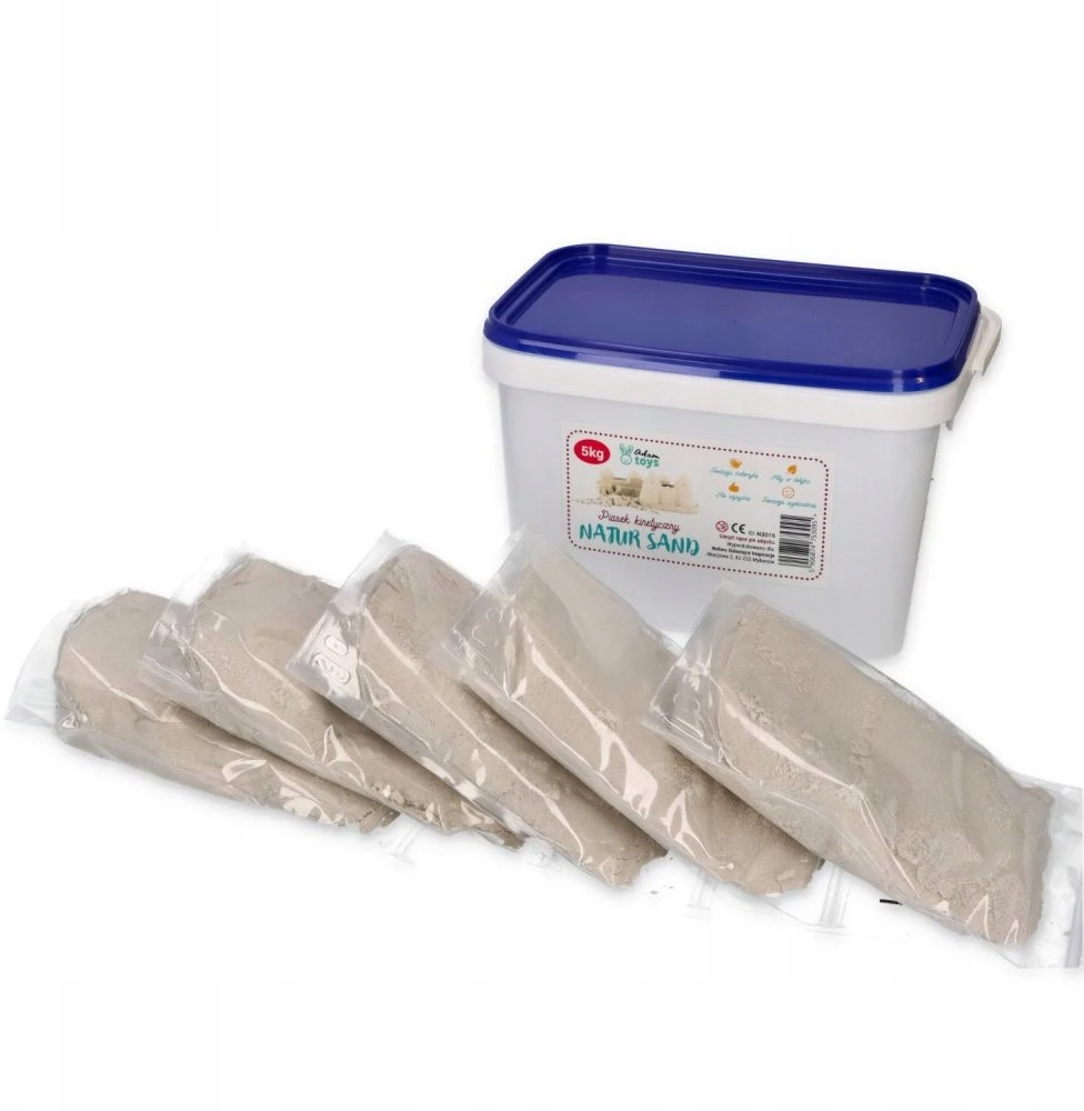 Adam Toys Stebuklingas lenkiškas kinetinis smėlis 5kg vaikams 3+ Rinkinys kibire