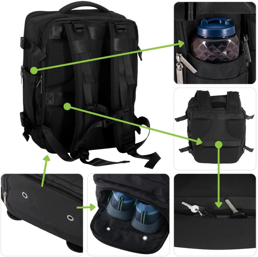 Adler Kabinos kuprinė 40x20x30 cm nešiojamas 17 colių USB vandeniui atsparus Camry CR 6880 juodas
