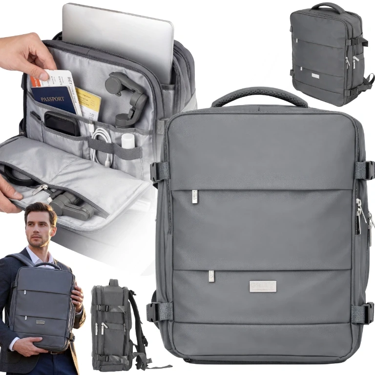 Adler Verslo ir sporto kabinos kuprinė 40x20x30 nešiojamas kompiuteris 17 USB vandeniui atsparus Camry CR6880dg