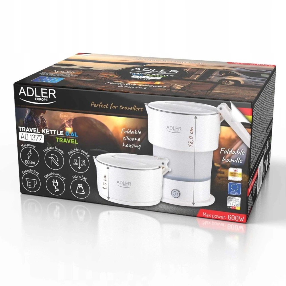 Adler Silicon Travel Virdulys | AD 1377 | Travel Virdulys | 600 W | 0.6 L | Silicon | Baltas