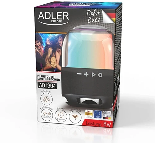 Adler Speaker | AD 1904 | 8 W | Bluetooth | Belaidė jungtis | Portable | Juodas