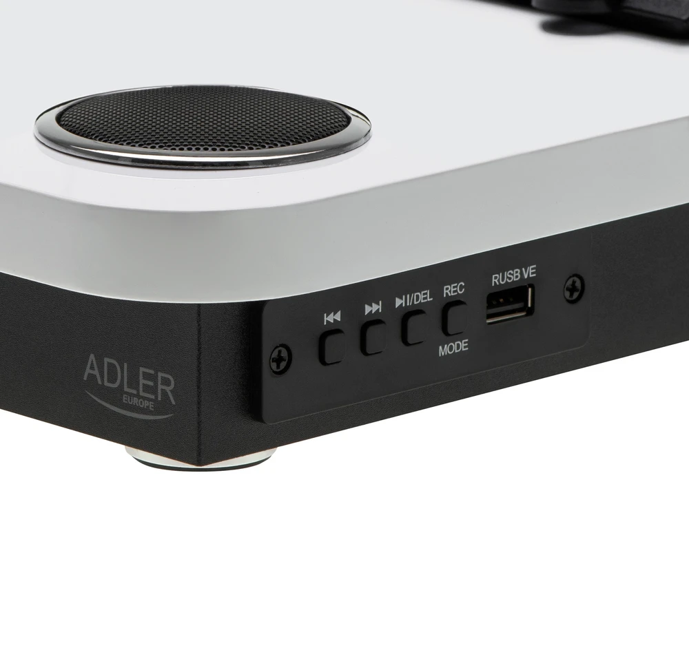 Patefonas Adler AD-1914W su USB ir Bluetooth, baltos spalvos