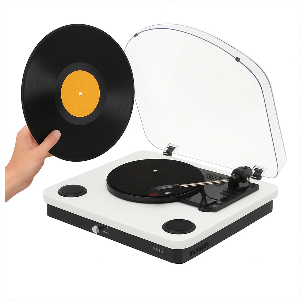 Patefonas Adler AD-1914W su USB ir Bluetooth, baltos spalvos