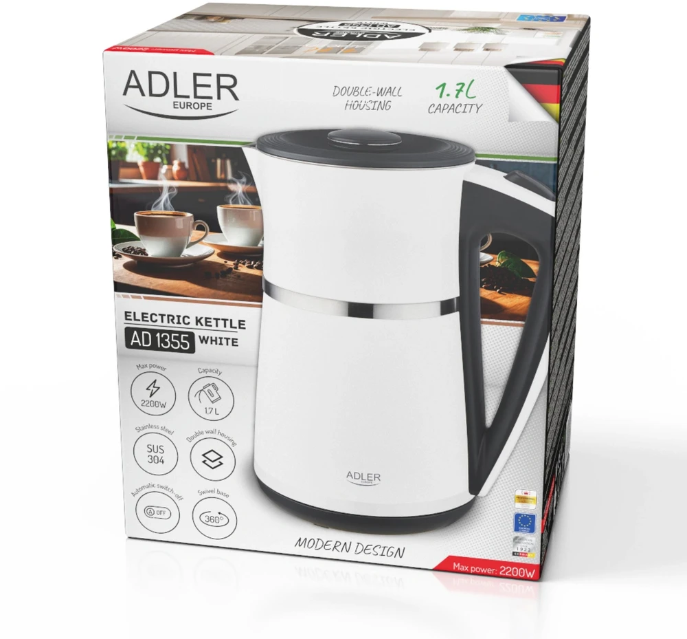 Elektrinis virdulys 1.7 L ADLER AD-1355 baltas