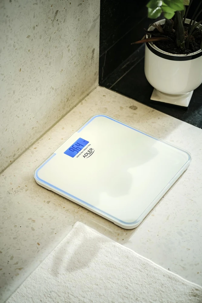 Virtuvinės svarstyklės Adler | Vonios svarstyklės | AD 8183 | Didžiausias svoris (keliamoji galia) 180 kg | Tikslumas 100 g | Baltas