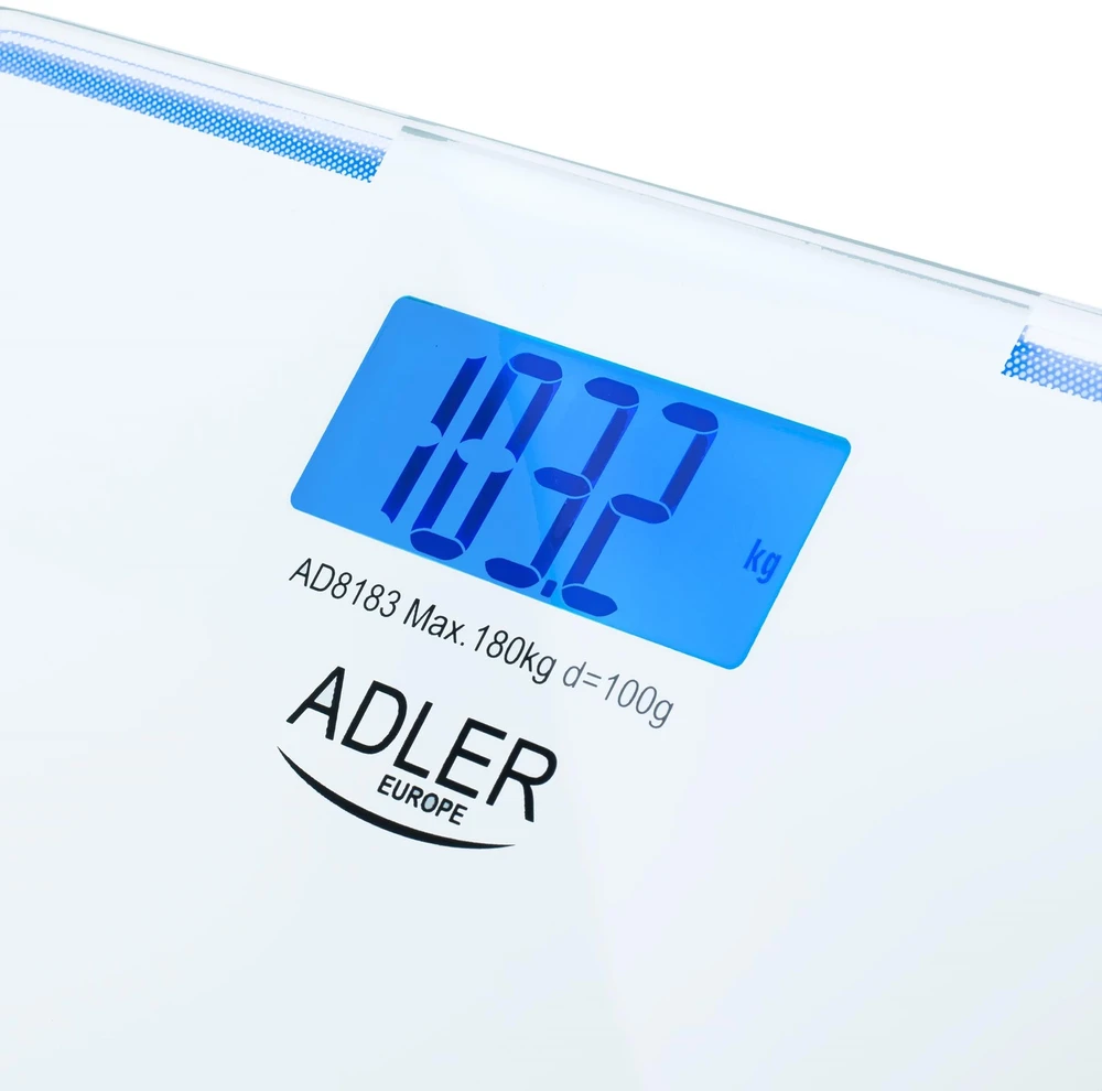 Virtuvinės svarstyklės Adler | Vonios svarstyklės | AD 8183 | Didžiausias svoris (keliamoji galia) 180 kg | Tikslumas 100 g | Baltas