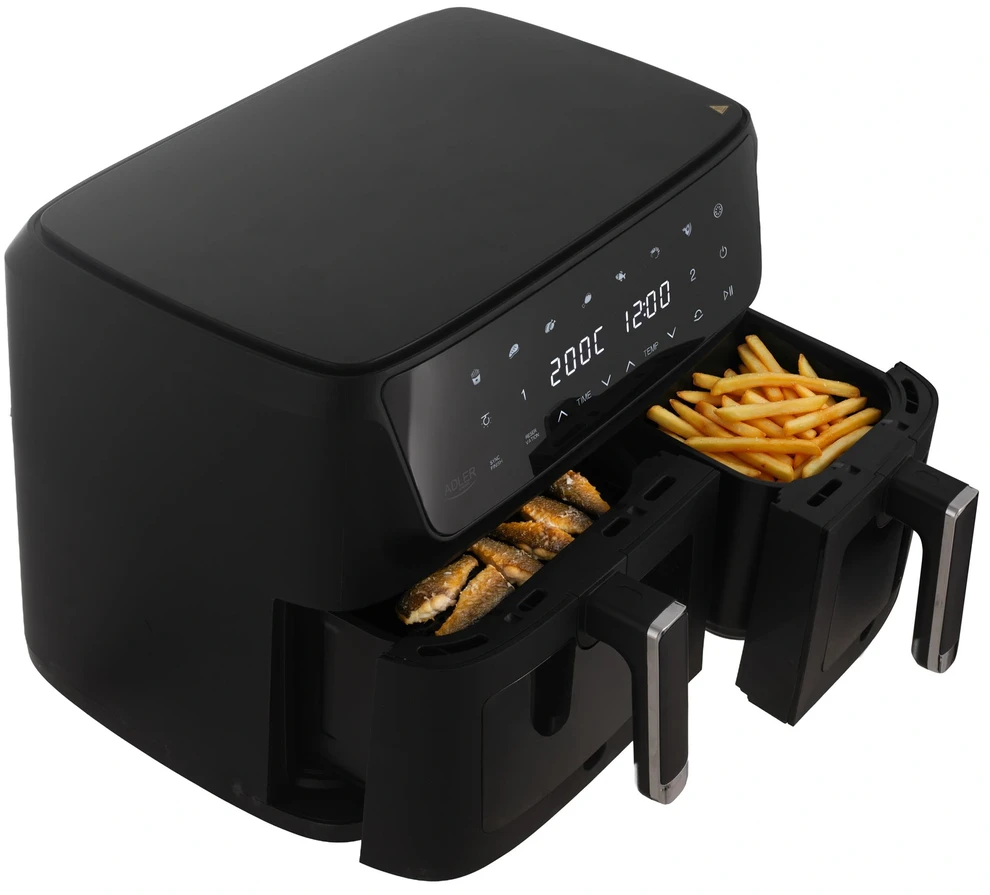 Gruzdintuvė Keptuvė be riebalų 11L, 2 krepšeliai, Air Fryer 2700W, 8 programos Adler AD 6324